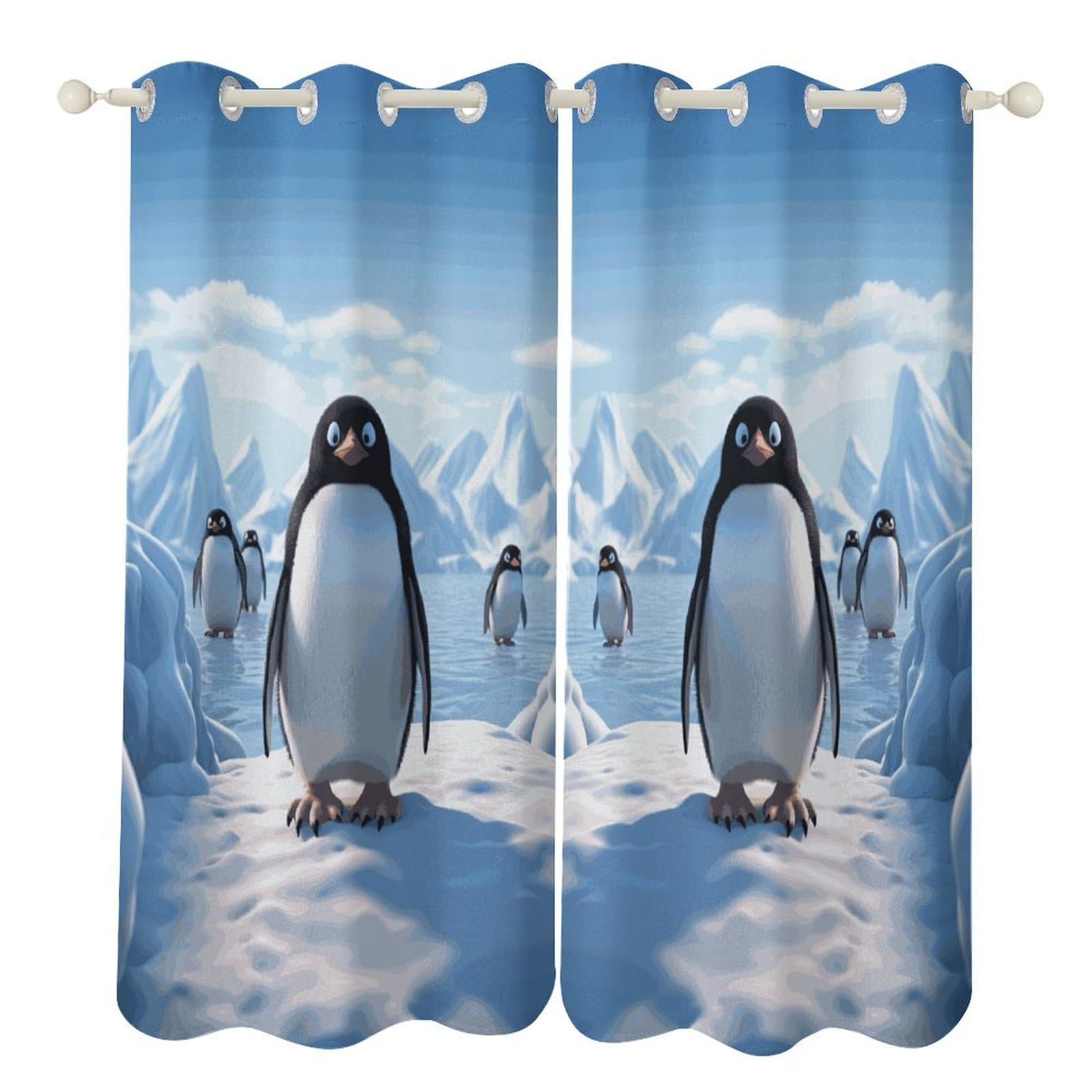 Rideaux occultants thermiques motif manchot pour salon et chambre
