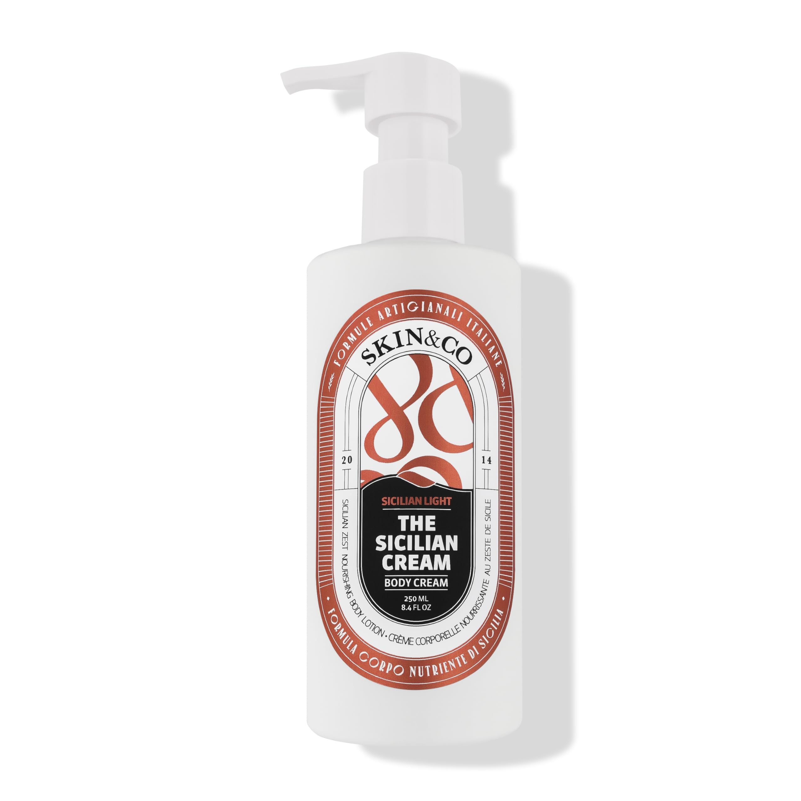 SKIN&CO Sicilian Light Body Lotion - All-Natural Hydrating & Nourishing Body Cream with Zesty Citrus Aroma for Women + Men, 8.4 FL OZ, Made in Italy