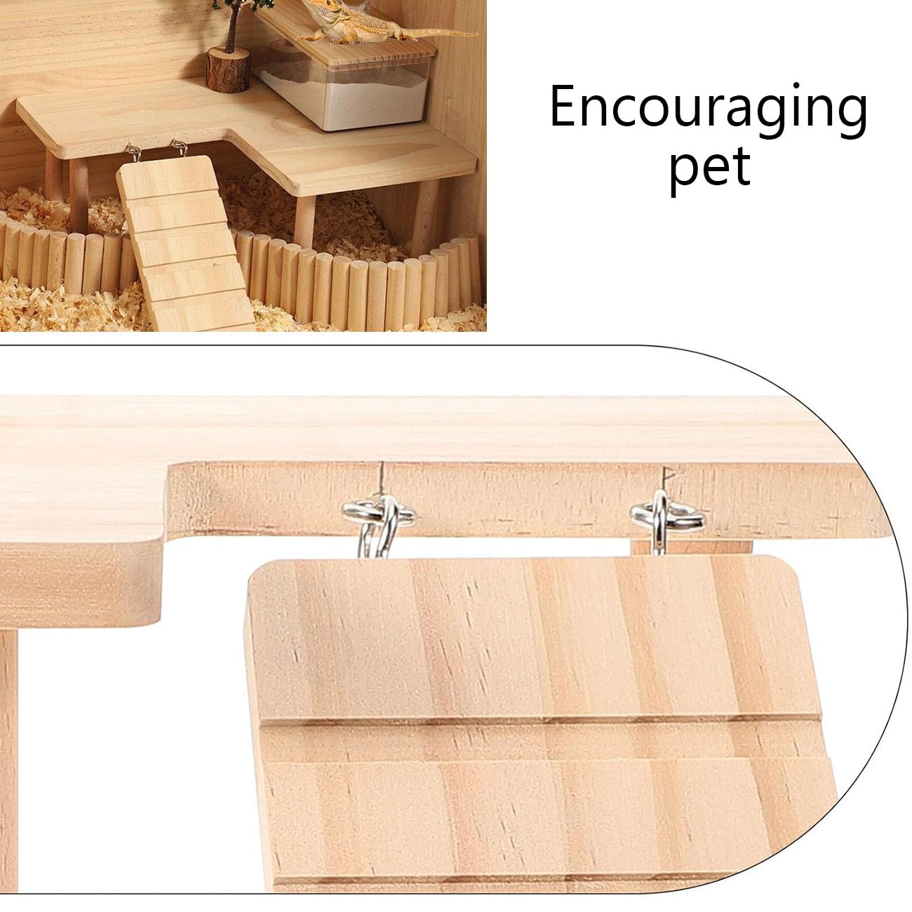 Escondite de Madera para Reptiles con rampa de Escalada, dragón Barbudo, Cueva, acuarios y terrarios, Accesorios para Dragones barbudos, gecos, lagartos, Tortugas, hámsteres (Grande)