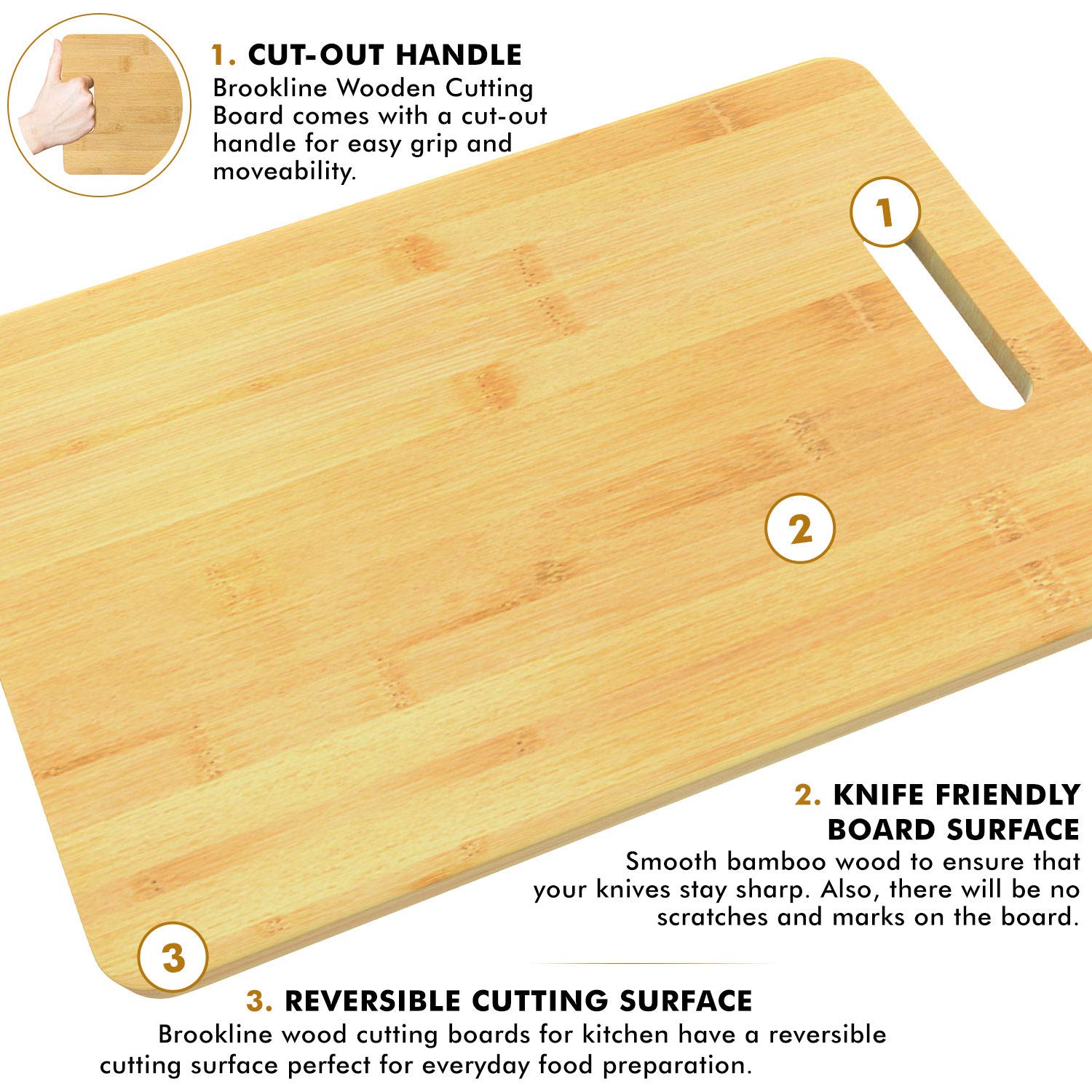 Brookline Wood Cutting Board Set Extra Thick 3 Charcuterie Boards