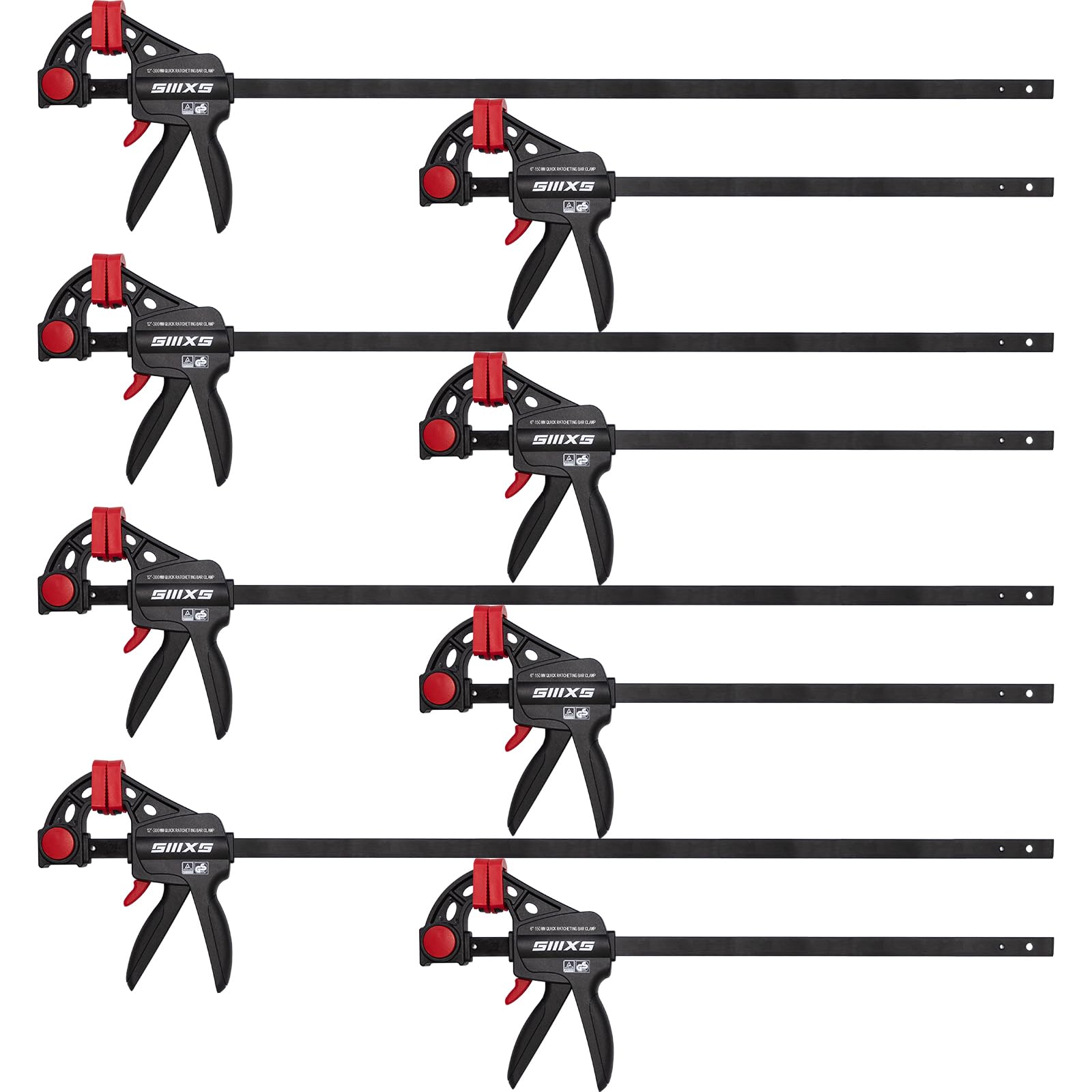 Sargentos de Barra, 8 piezas Abrazaderas de Barra, ancho de tensión 152mm/304mm, extensión 340mm/492mm, fuerza de tensión 80Kg, con certificado GS