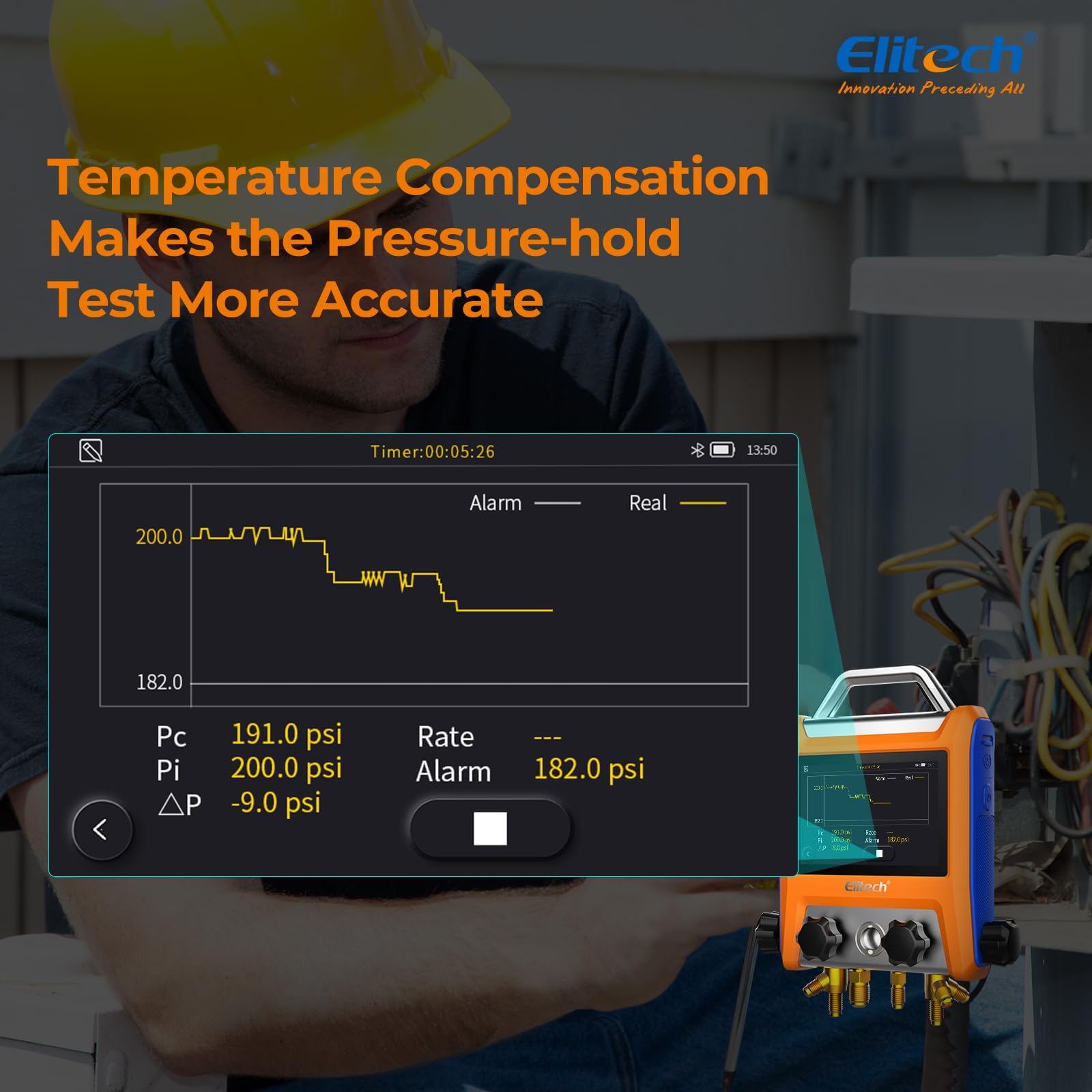 Elitech Technika chłodnicza, pomoc montażowa, zestaw Manifold Gauge, wysoka precyzja pomiaru temperatury próżniowej, tester wycieków, cyfrowy miernik do lodówek LMG-10