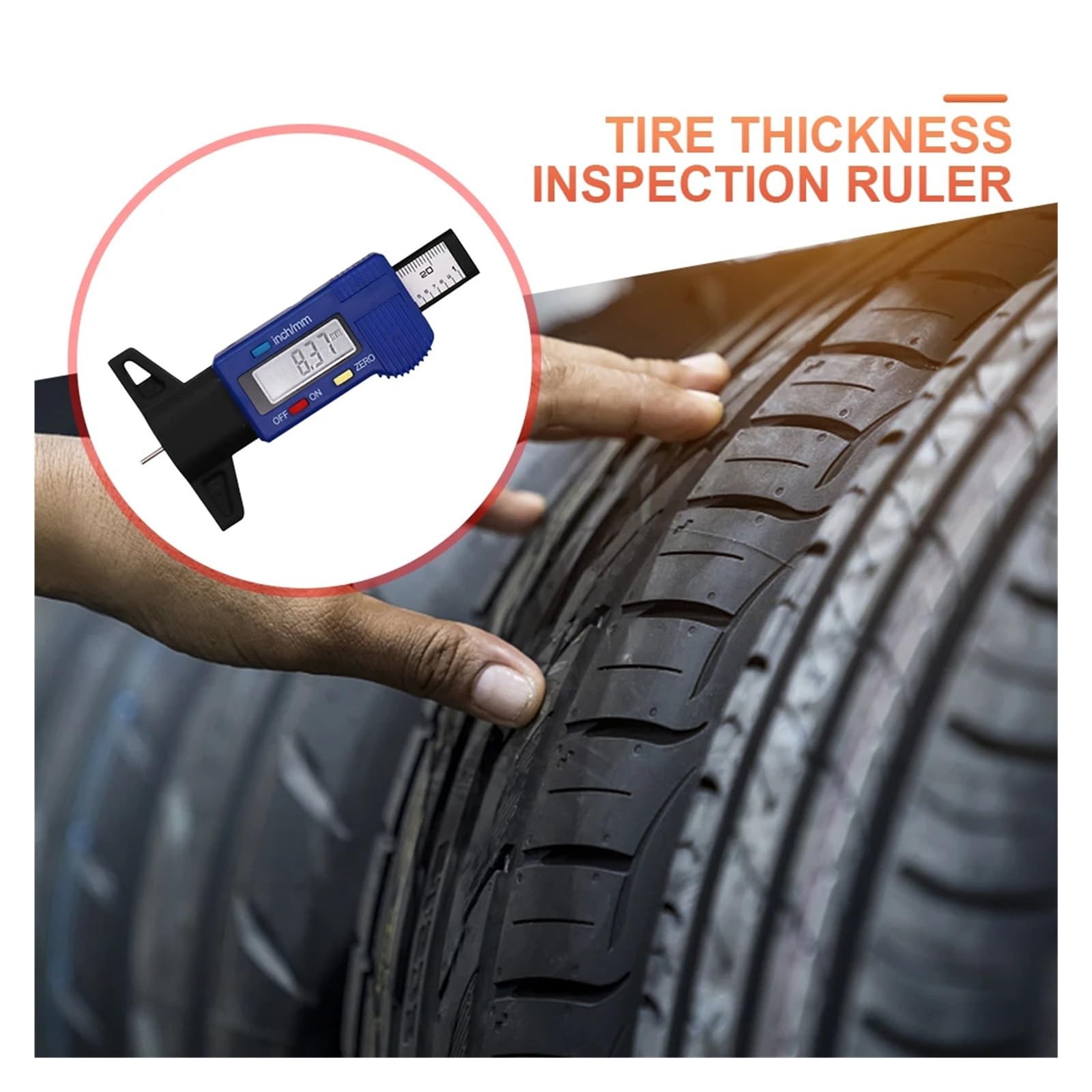 Medidor Digital De Profundidad Banda Rodadura, Neumáticos Coche Con Batería, Pantalla Grande, Detección Desgaste Automóvil, Calibrador Medición MedicióN De PrecisióN(Silver 8PCS)