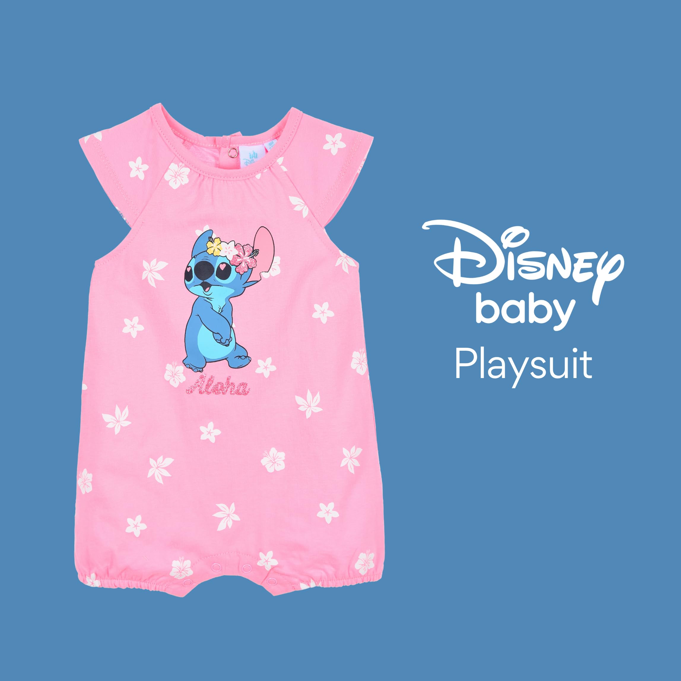 Disney Stitch et Angel T-Shirt et Short pour Bébé Fille, Conception 'Aloha' Pyjama Ensemble pour Bébé Fille, Tailles 6 à 24 Mois (FR/ES, Âge, 12 Mois, Rose)
