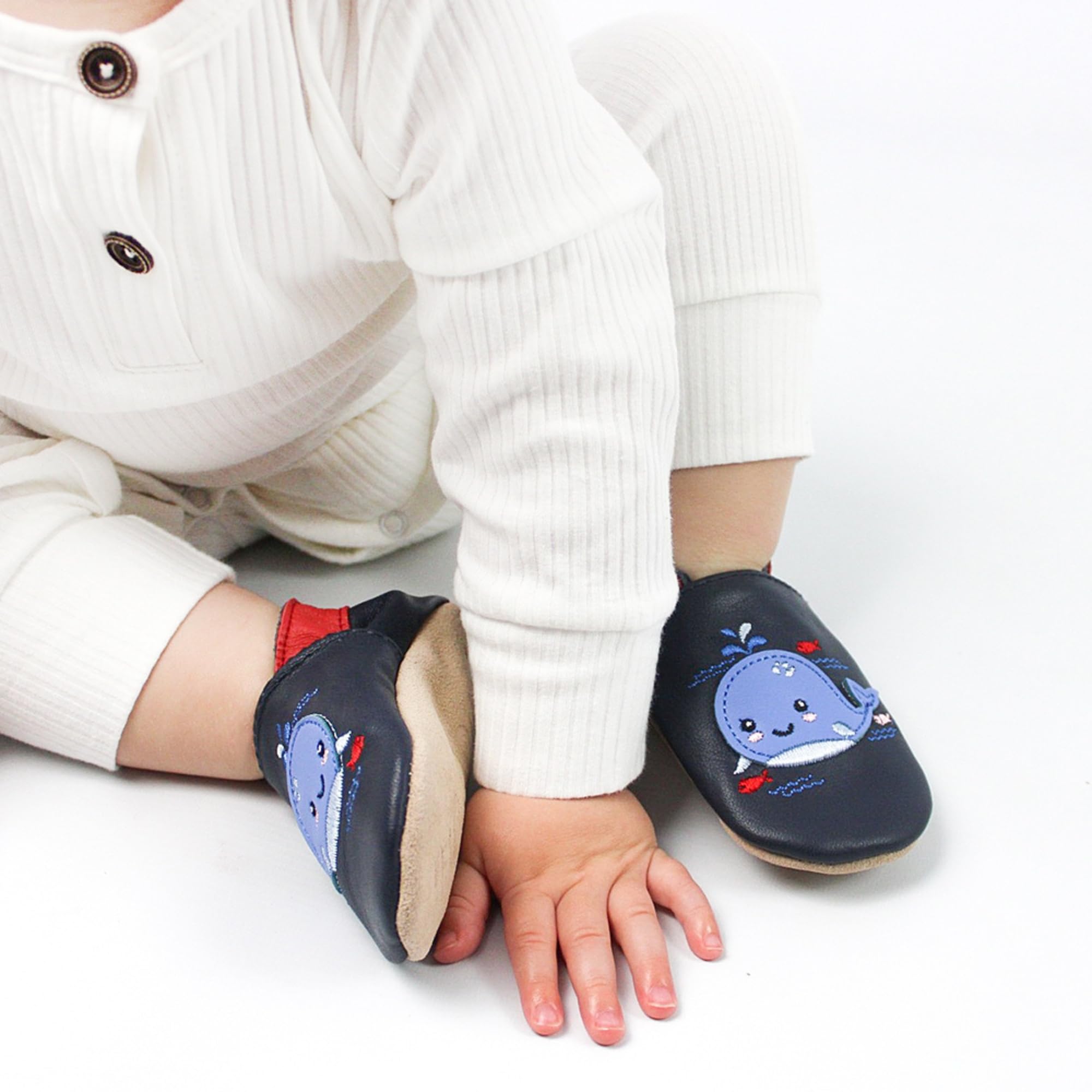 Dotty Fish Unisex Soft Leather Shoes, Unisex Baby First Walker Shoe - 2
