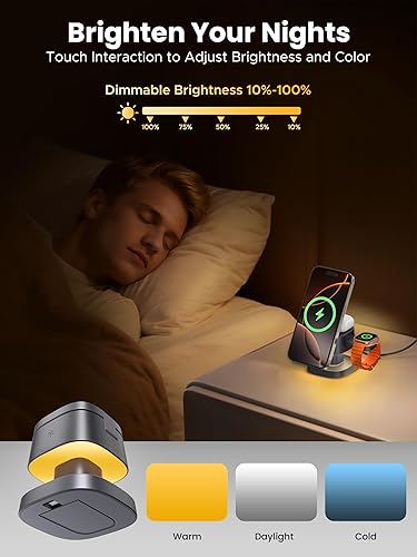 Miniatura 2 de ByteWave 3-in-1 Charging Station for Apple, iPhone MagSafe Charger with 3-Color Light, 15W Max Foldable Wireless Fast Charging for iPhone