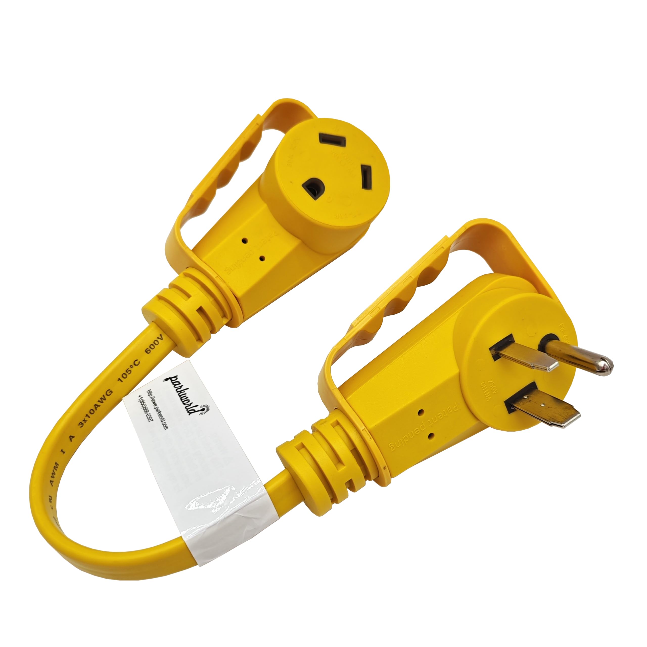 Parkworld 78820 AC Power Adapter Cord NEMA 6-50P Male to TT-30R RV 30A Outlet, 125 Volt 1.5FT (Yellow)