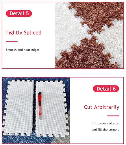 Miniatura 5 de 10 tapetes de juego de espuma entrelazados, tapetes de felpa suave con bordes, tapete de rompecabezas para gatear tapete de juego yoga, 12 x 12