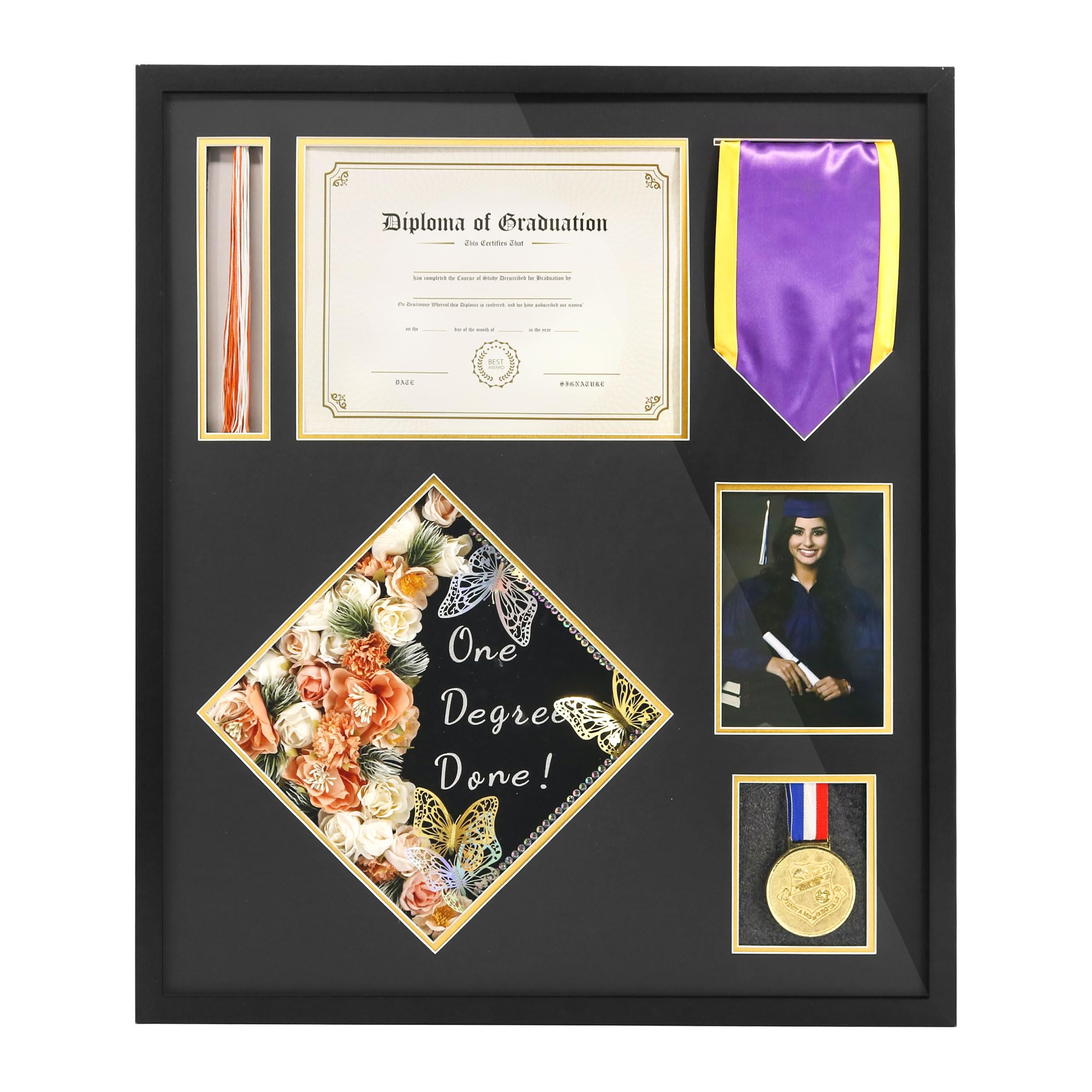 Boîte de présentation diplôme et souvenirs de fac avec cadre photo intégré