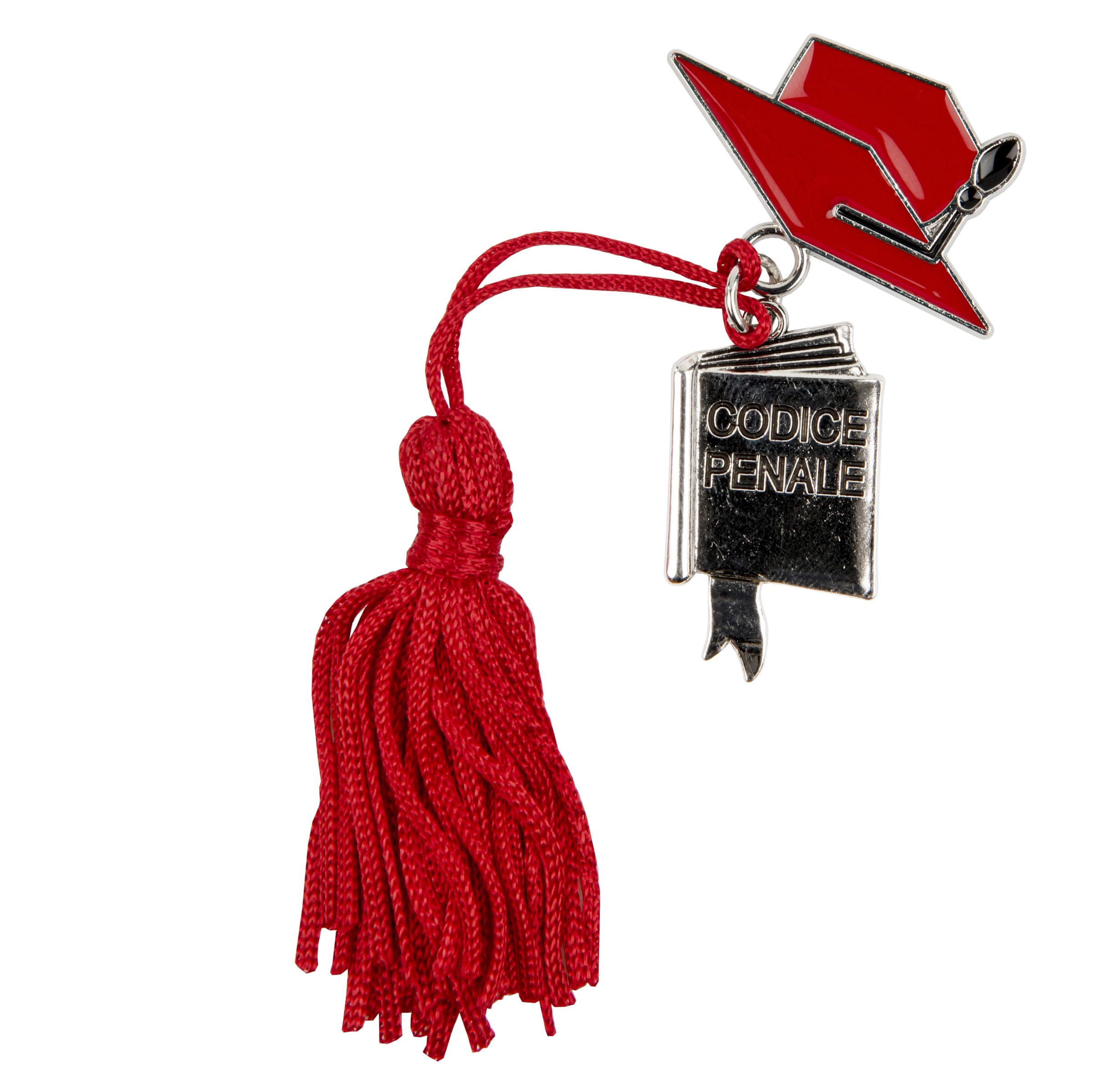 Doni Bomboniere Laurea 48PZ Pendente con Codice Penale in Legge Confettata Giurisprudenza Pensierini Aprifesta Gadget Nappina E Tocco Rosso Idee Regalo Complete Originali Economiche