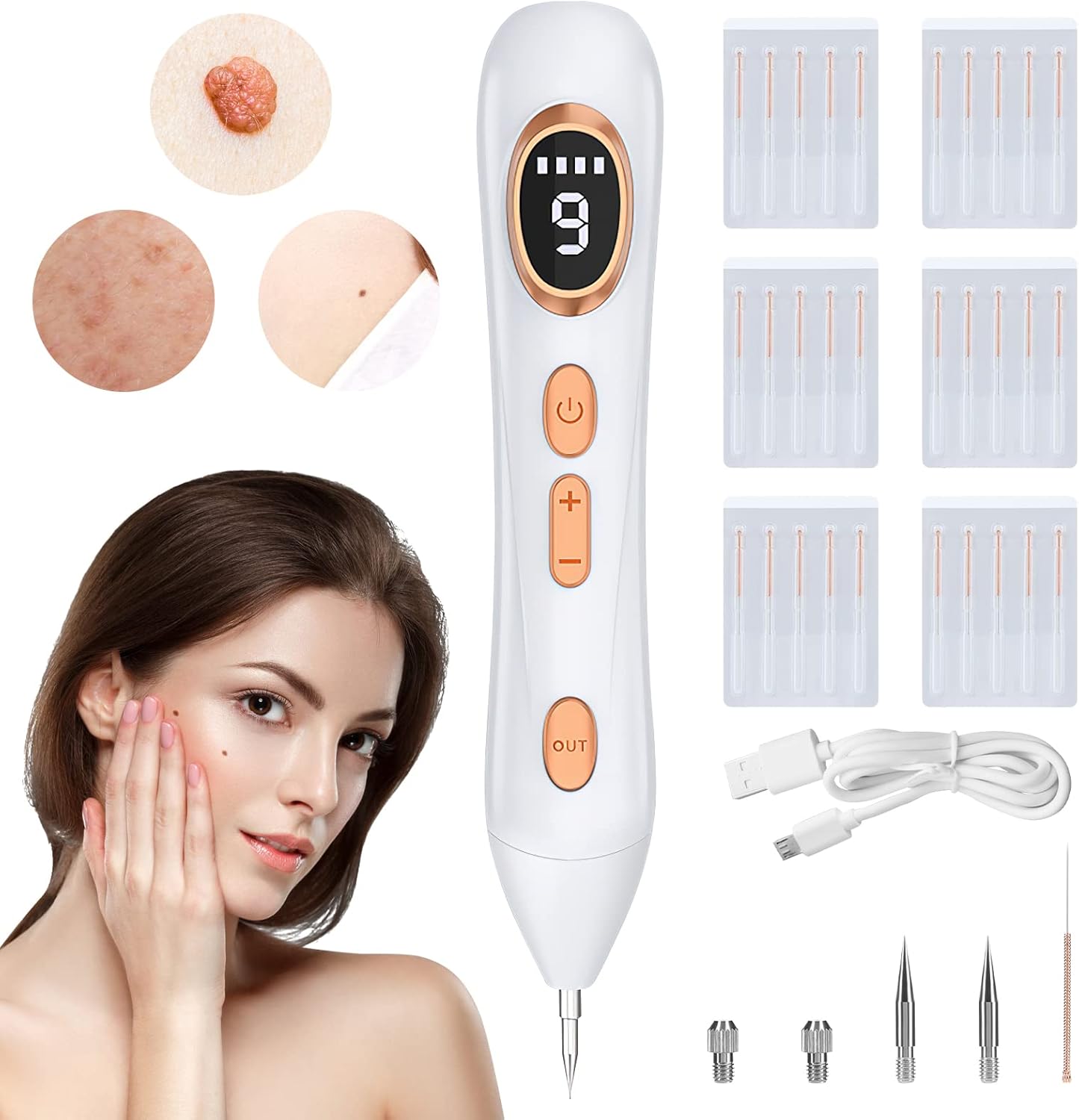 Augot Skin Tags Removal Pen, Professional Mole Remover Pen kit Portable USB Rechargeable Skin