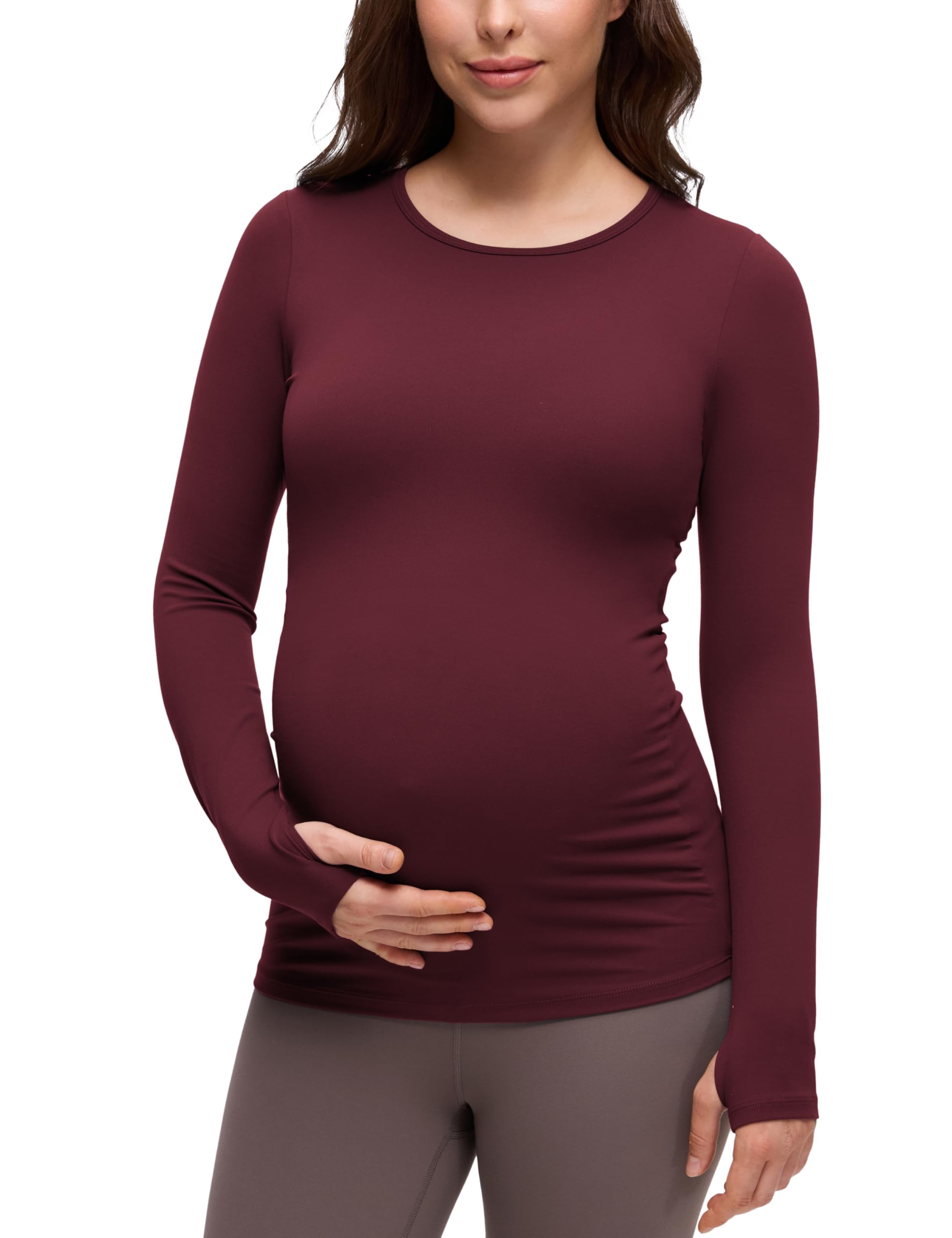 CRZ YOGA Butterluxe Maternity Crewneck Long Sleeve Shirts - Athletic Yoga Casual Pregnancy Womens Tee Tops Basic Layer Soft