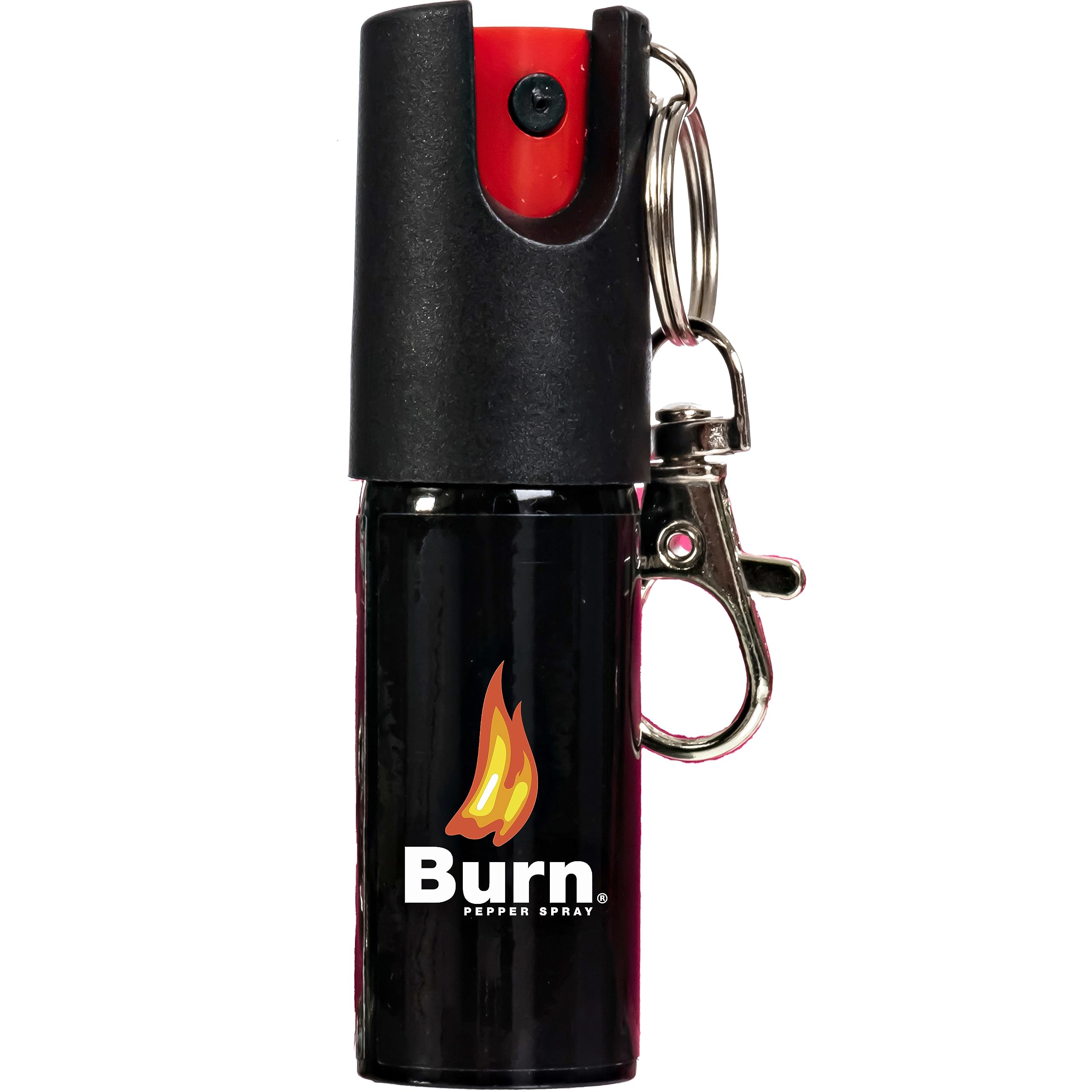 Burn Pepper Spray for Self Defense - 1/2oz Compact Pepper Spray for Women with Keychain, Maximum Strength, Police Grade with UV Dye, Ideal for Personal Safety, Security, Joggers & Home Defense, Black