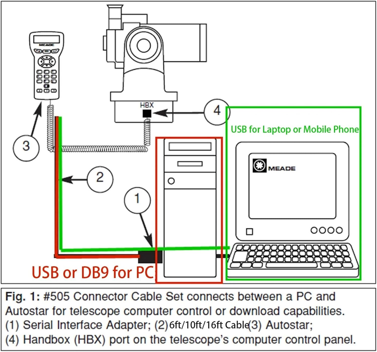 505 Cable DB9 D-sub 9 Pin COM Port to RJ10 4P4C RS232 Serial Cable for ETX-90 ETX-125 LXD75 LX80 LX90 Telescope