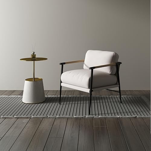 Miniatura 8 de LukeAlon Silla decorativa de felpilla de mediados de siglo, silla de sala de estar ultra suave con patas de metal, sillón moderno tapizado cómodo