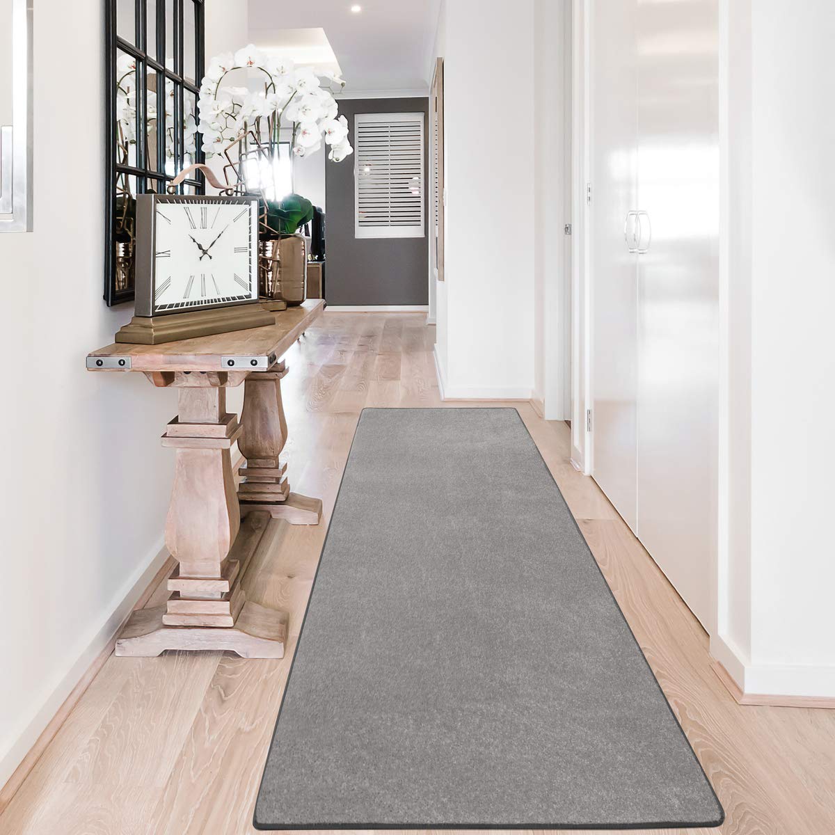 casa pura Tapis de Couloir en Velour Sundae Ultra Doux, Résistant pour Salon Bureau Chambre - Carpette Shaggy Antidérapant Convient à l'usage intensif Durable,Tapis Gris Argenté, 66x600 cm