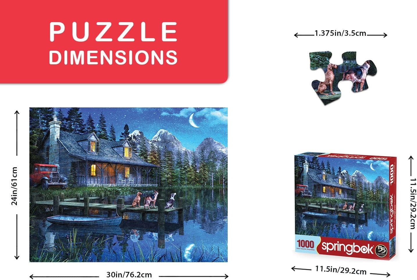 Springbok's 1000 Piece Jigsaw Puzzle Moonlit Night Multi, Large/24 x 30"