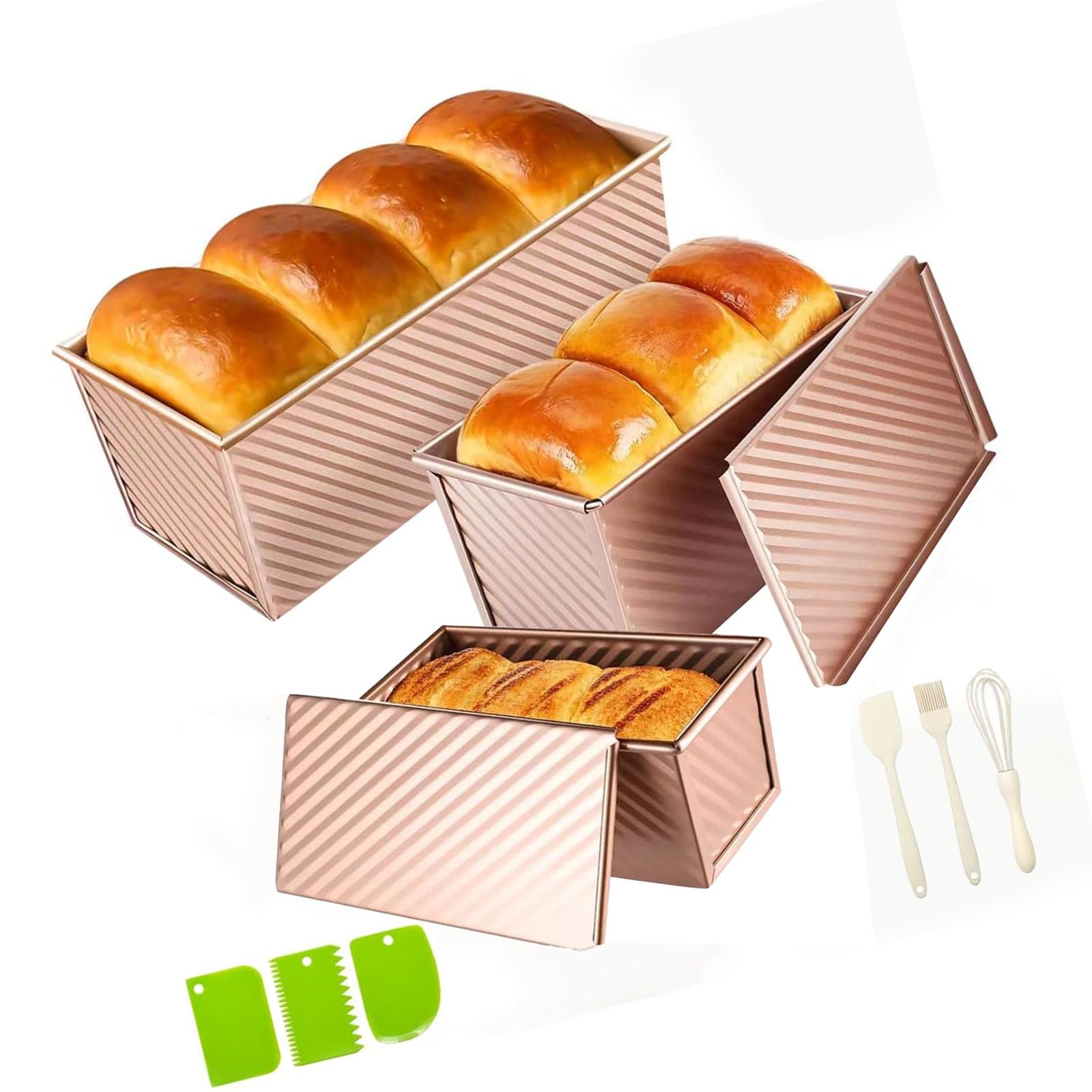 Excelente juego de moldes para hornear de acero al carbono que incluye cubiertas para controlar al preparar moldes de pan de fermentación de pan francés o de trigo