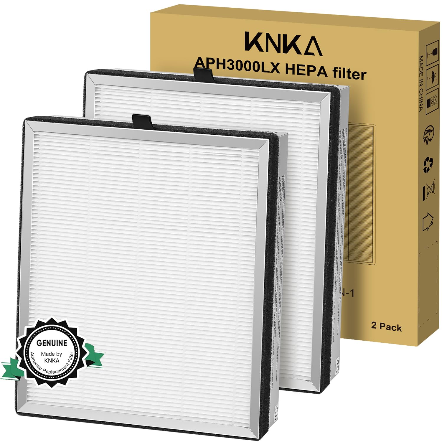 KNKA Genuine Air Purifier Replacement Filter True HEPA Filter Compatible with APH30000 for High-Efficiency Air Filtration Odor and