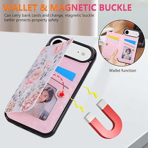 Miniatura 358 de UEEBAI Funda tipo cartera para iPhone 15 Pro Max con tarjetero, cubierta de cuero PU con soporte, bloqueo RFID, doble cierre magnético, relieve de