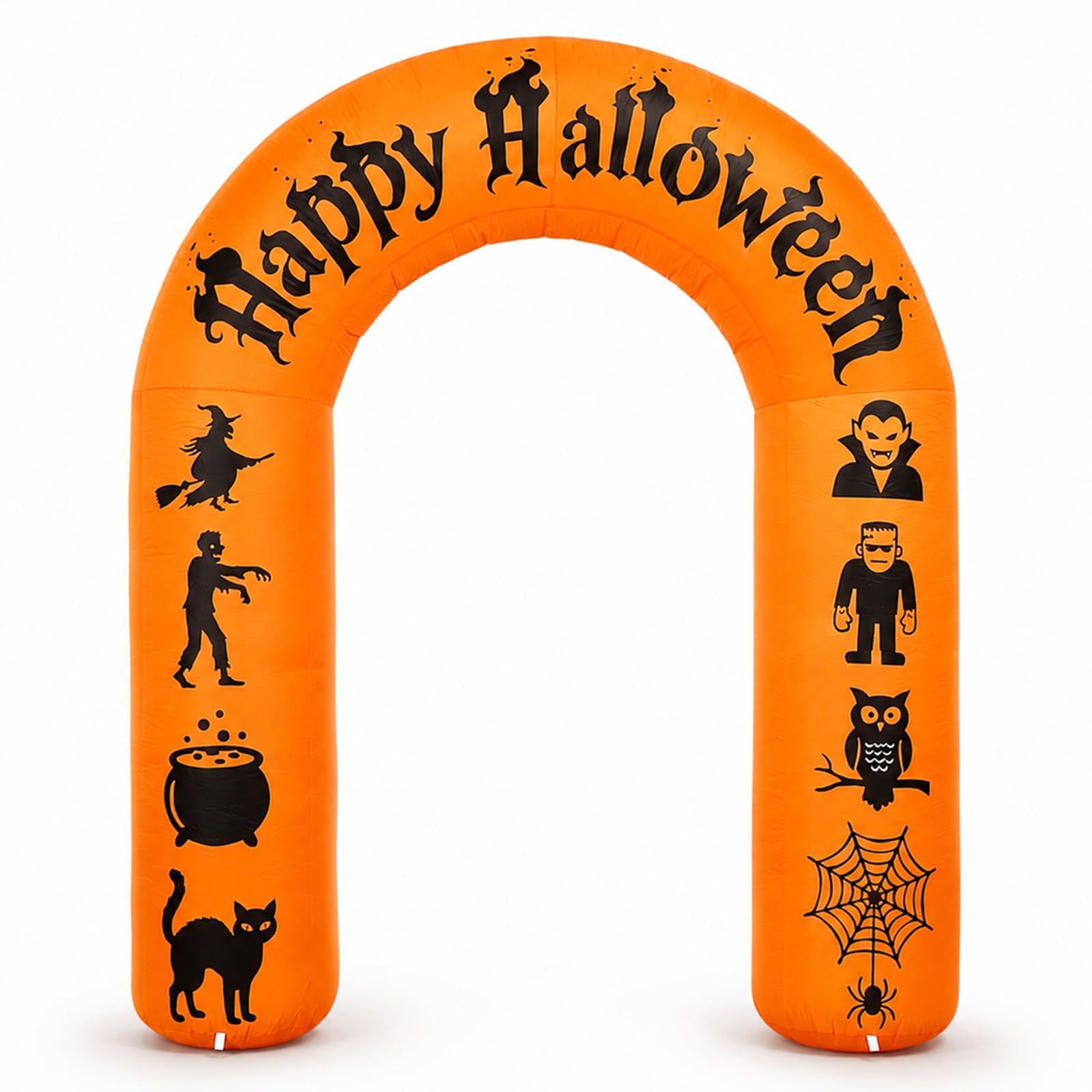 Arche gonflable Halloween 2m40 lumineuse orange avec sorcière pour déco extérieure