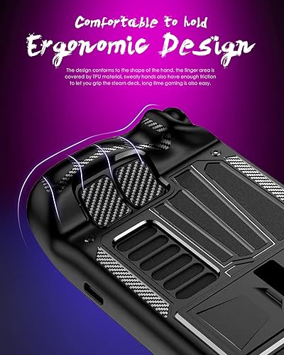 Miniatura 7 de All-Round Case for Steam Deck KAFIEER Upgrade PCTPU Kickstand Shockproof TPUPC Protective Cover Case with Tempered Glass Screen Protector and 6 Pcs