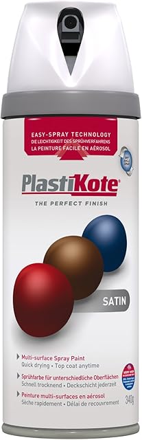 Plasti-kote 22101 400ml Premium Spray Paint Satin - White