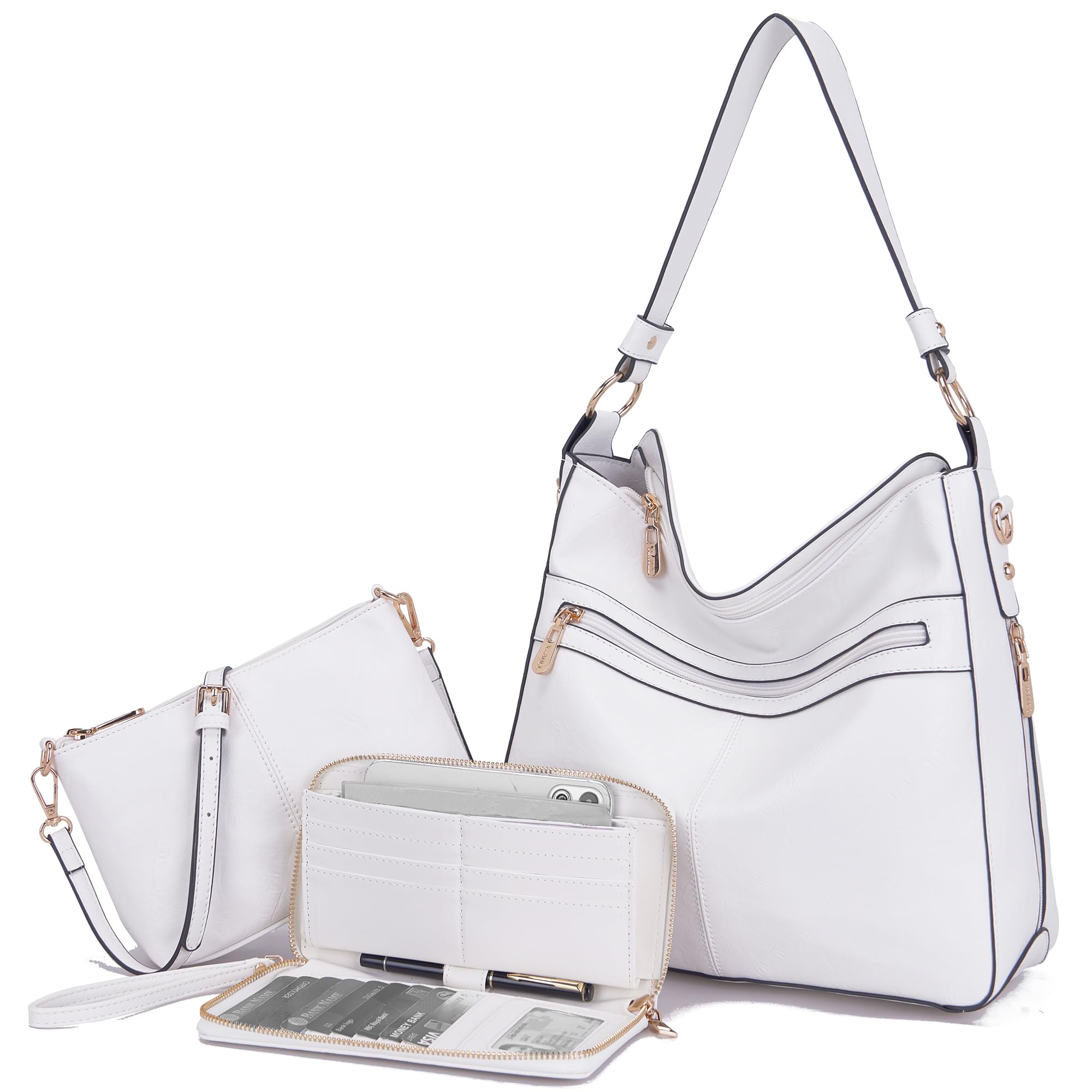 YZAOLL Women Large Crossbody Bag Tote Purse ShoulderWork Handbag Wallet Set