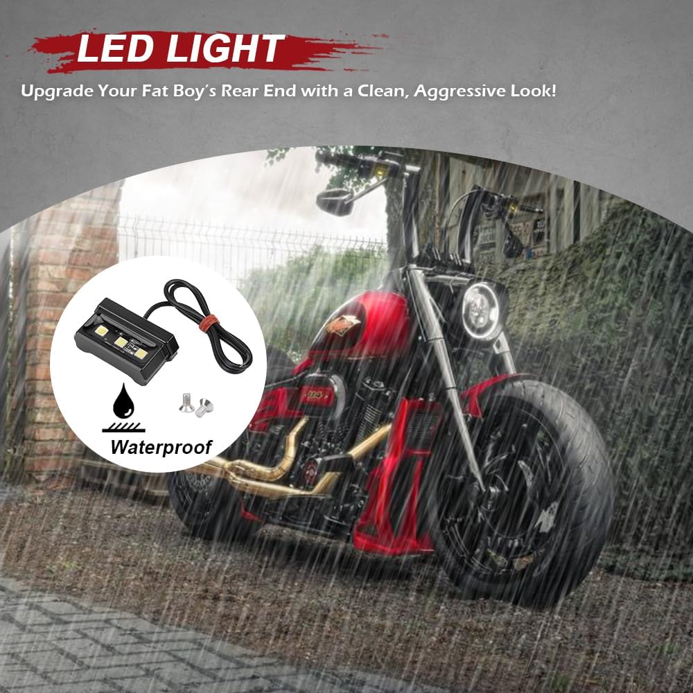 License Plate Holder Mount for Har&ley Da&vids Fat BOY 114 2018 2019 2020 2021 2022 2023 Motorcycl Fender Registration Tail Bracket LED Light