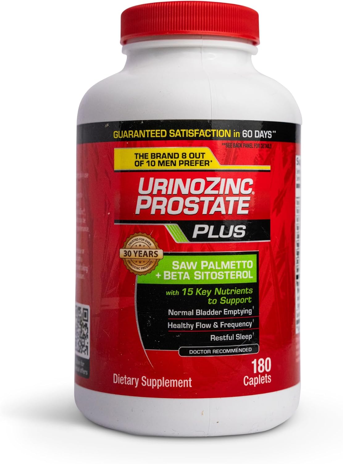 Urinozinc Plus - Prostate Supplement with Beta Sitosterol & Saw Palmetto – Reduce Frequent Urination Concerns & Support Your Prostate Health, 180 Caplets