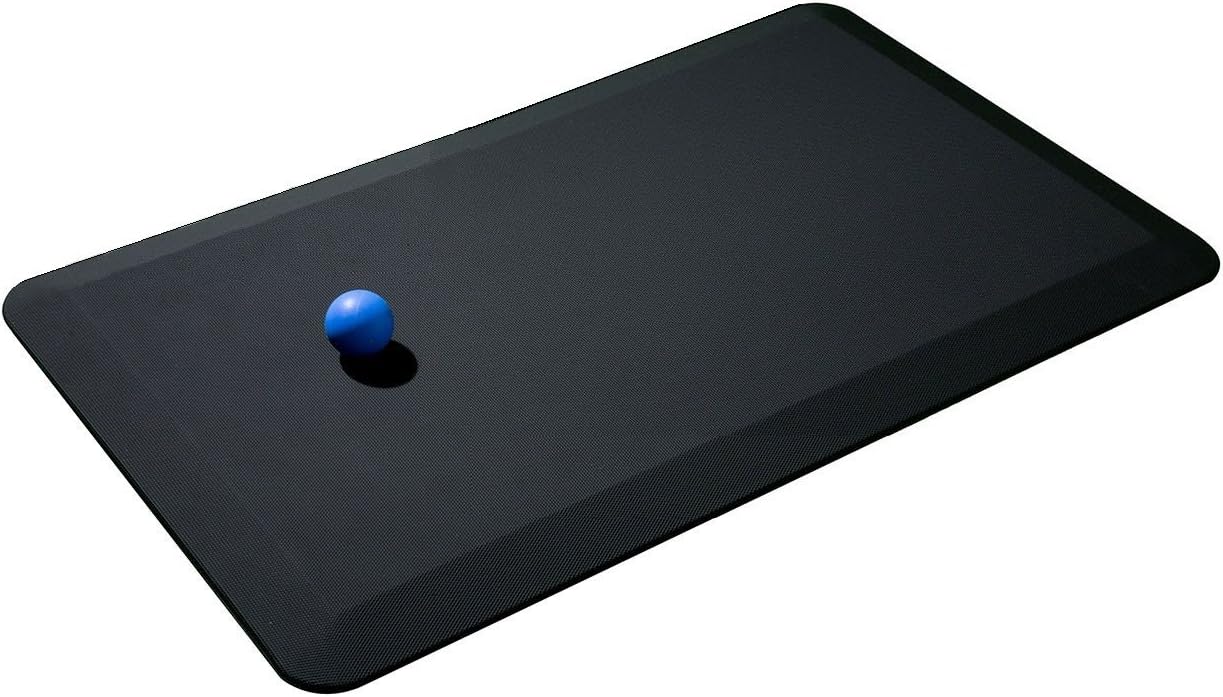 Ergohead Standing Desk Mat - Anti Fatigue Mat With Massage Ball For Stand Up Desk, Ergonomically Engineered, 20" x 32" , Black