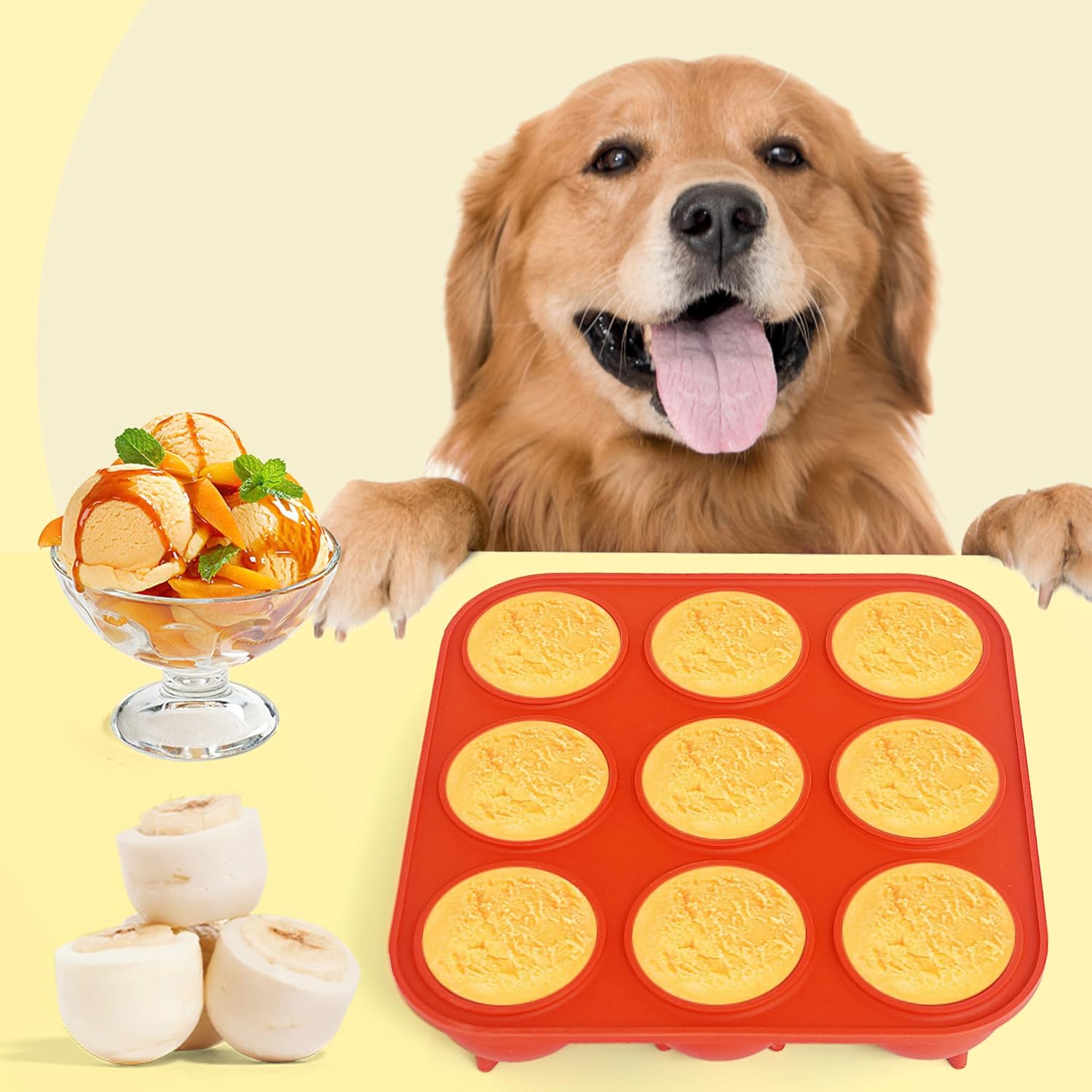 9-Cavity Silicone Frozen Dog Treat Mold for Woof Pupsicle & Power Chewer Pupsicle Large 25-75lbs,Reusable Frozen Dog Treat Tray Mold for Pupsicle Toy - Image 7