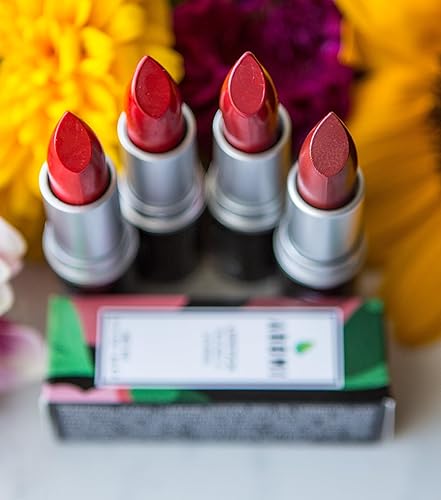 Aromi Vegan Lipstick – Bright, Coral Red Lip Color for Women, Moisturizing, Clean Beauty, Handcrafted, Vibrant Shade (Poppy)