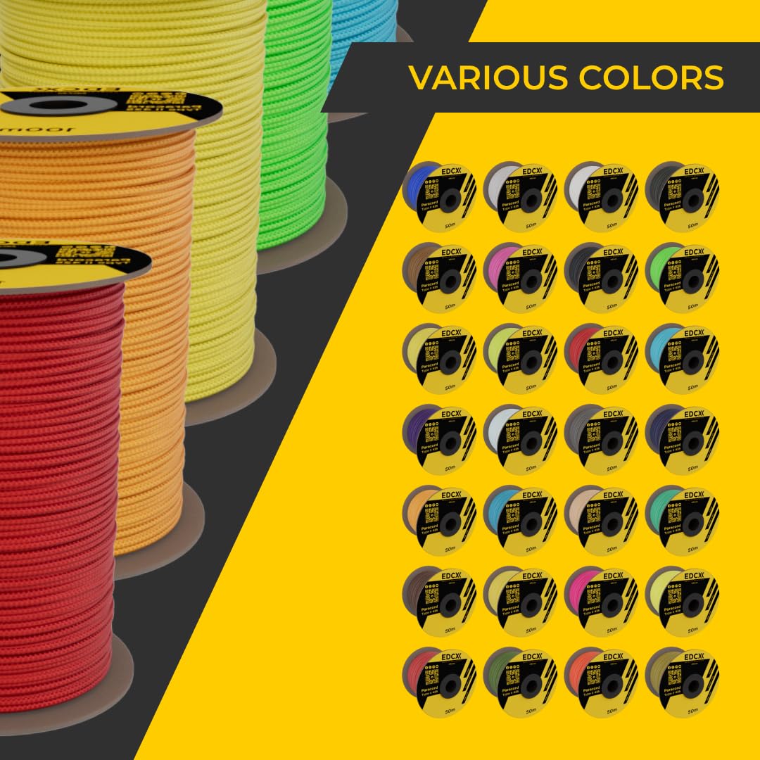 3 mm Nylon Paracord 425 (50 i 100 m) – 3 mm Typ II, 100% nylonowa lina, 3-żyłowa lina, 3 mm nylonowa lina w wielu kolorach