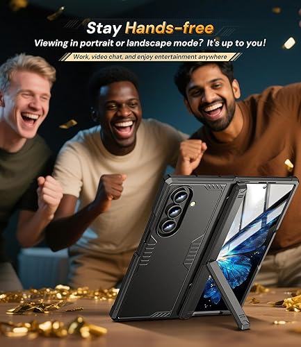 Miniatura 7 de Kaiiecal Funda delgada para Galaxy S24-Ultra 3 modos de soporte Funda para cámara Parte trasera dura y borde suave antideslizante, funda protectora