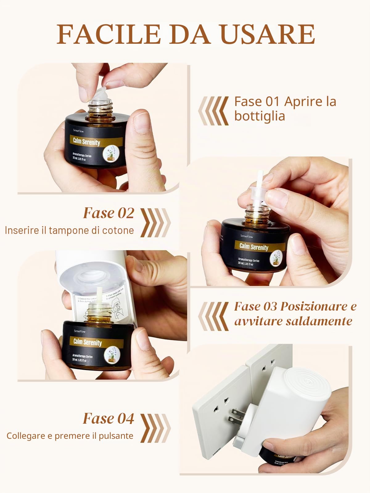 Space Air Fragrance Diffusore SF101 - Nebulizzatore regolabile Olio Essenziale Diffusore 40 Giorni di Profumo Luce LED Ideale per Casa, Hotel, Studio Palissandro Menta