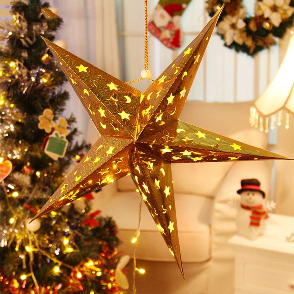 Hanging Paper Star Lantern Ceiling Twinkle Pentagram Lampshade Christmas Wedding Party Ornament 30CM 5Pcs