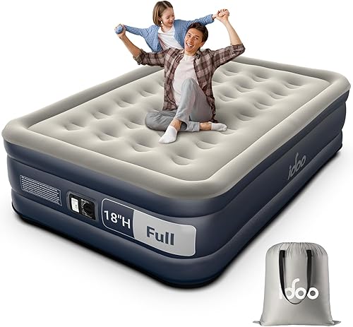 Miniatura 13 de iDOO - Colchón de aire tamaño Queen con bomba integrada, colchón inflable elevado de 18 pulgadas, cama de aire portátil de cuatro cámaras mejorada,