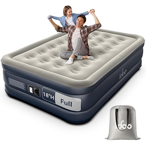 iDOO Air Mattress Full with Built in Pump, 18" Raised Comfort Blow up Mattress, Inflatable Mattress for Guests & Home, Air Bed, colchon inflable, Upgraded Four Chamber Technical Airbed