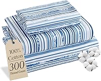 Vista 19 de MCO Juego de sábanas de 100% algodón de 300 hilos, tamaño Queen, bolsillo profundo de 16 pulgadas, sábanas refrescantes transpirables de 4 piezas