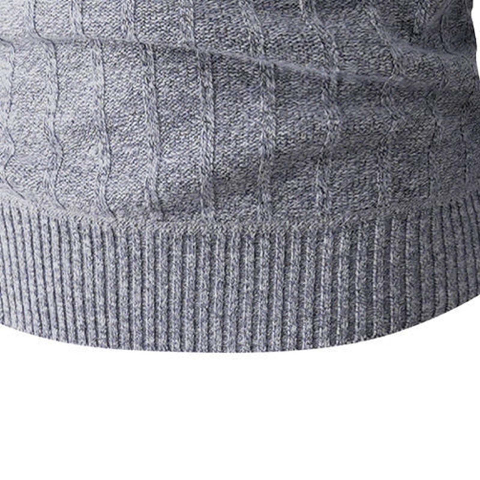 Generisch Jersey de punto para hombre, suéter de trabajo con cremallera, cuello en V, cuello alto, jersey de invierno, cremallera 1/4