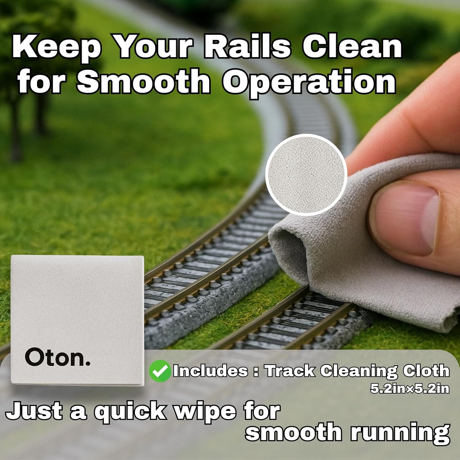 KATO N Scale 20-100 Unitrack R249-45 Curve Track (8 Pieces Total) + Track Cleaning Cloth 15x15cm – Snap-Together Rail Set for Smooth Layout and Easy Maintenance