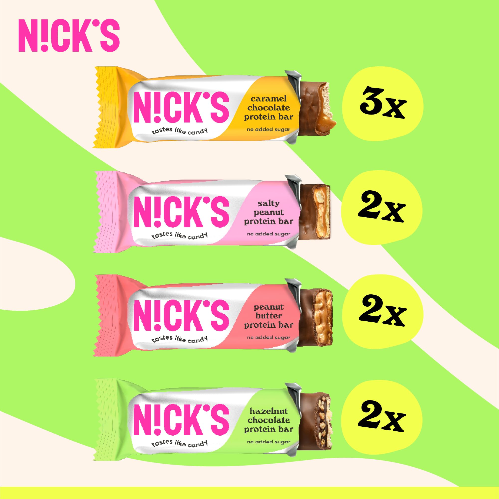 NICKS Mix de Barritas Proteina, Keto Protein Bar de Chocolate 4g Carbohydratos Netos 15g Proteína y 5g Colágeno Sin Azúcar Añadido Low Carb Proteicas Snacks Sin Gluten (9x50g)