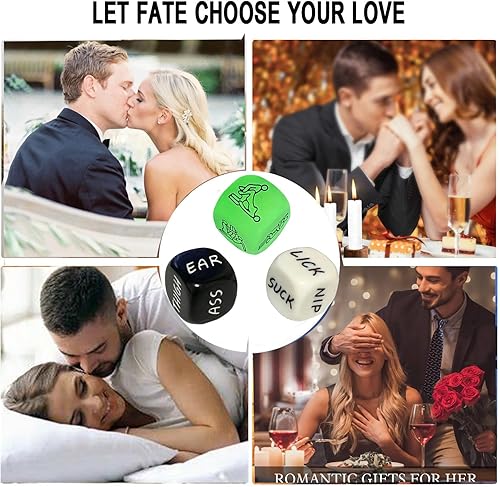 Miniatura 5 de UNANDM Regalos de aniversario del día de San Valentín para él y ella, divertido collar de cita nocturna dados para parejas, dados de noche de cita