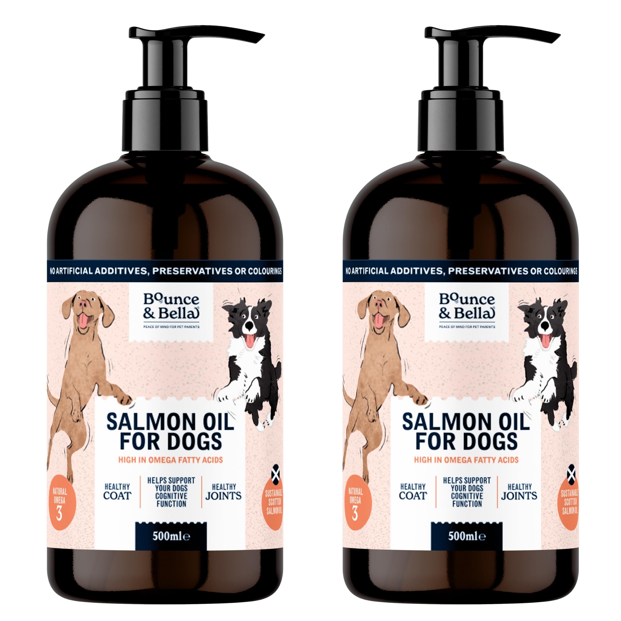 Bounce and Bella Scottish Salmon Oil for Dogs & Cats UK - Purity-Filtered Omega 3-6-9 Fish Oil Supplement, 1000ml