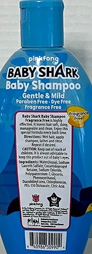 Miniatura 2 de Carácter de dibujos animados de un tiburón bebé, champú suave para bebés, sin fragancia, sin parabenos, 10 onzas líquidas