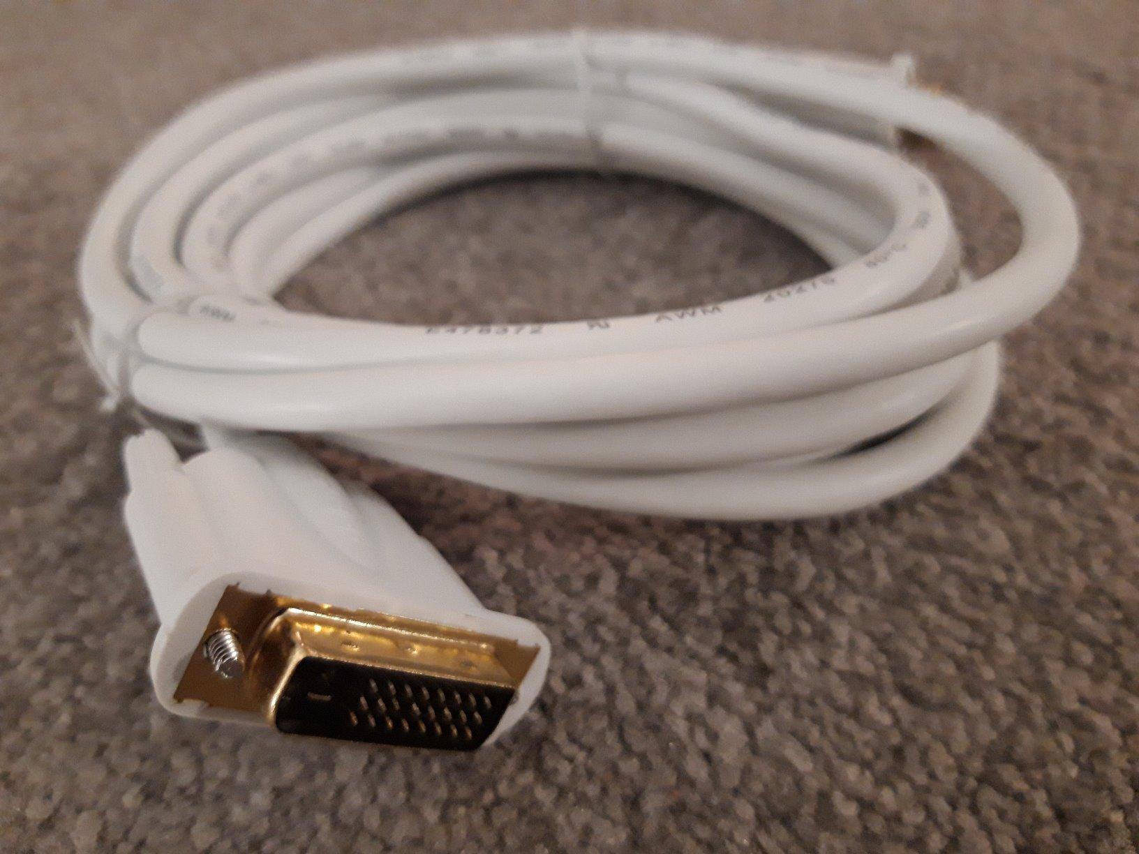 DeleyCON Câble DVI Dual Link 2m - 24+1 Résolution Jusqu'à 2560x1080 Full HD 1080p 3D - Blanc