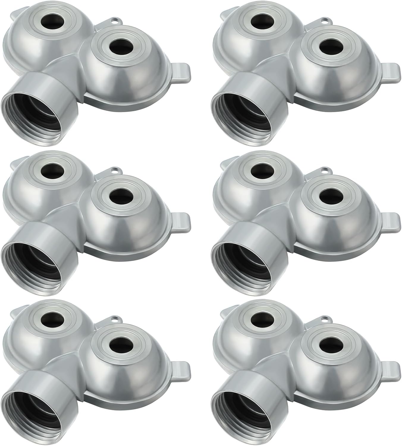 Honoson 6 Pcs Circle Pattern Twin Spot Sprinkler Metal Lawn Garden Rotating Water Spray Sprinkler 360 Degree for Lawn Yard, Silver
