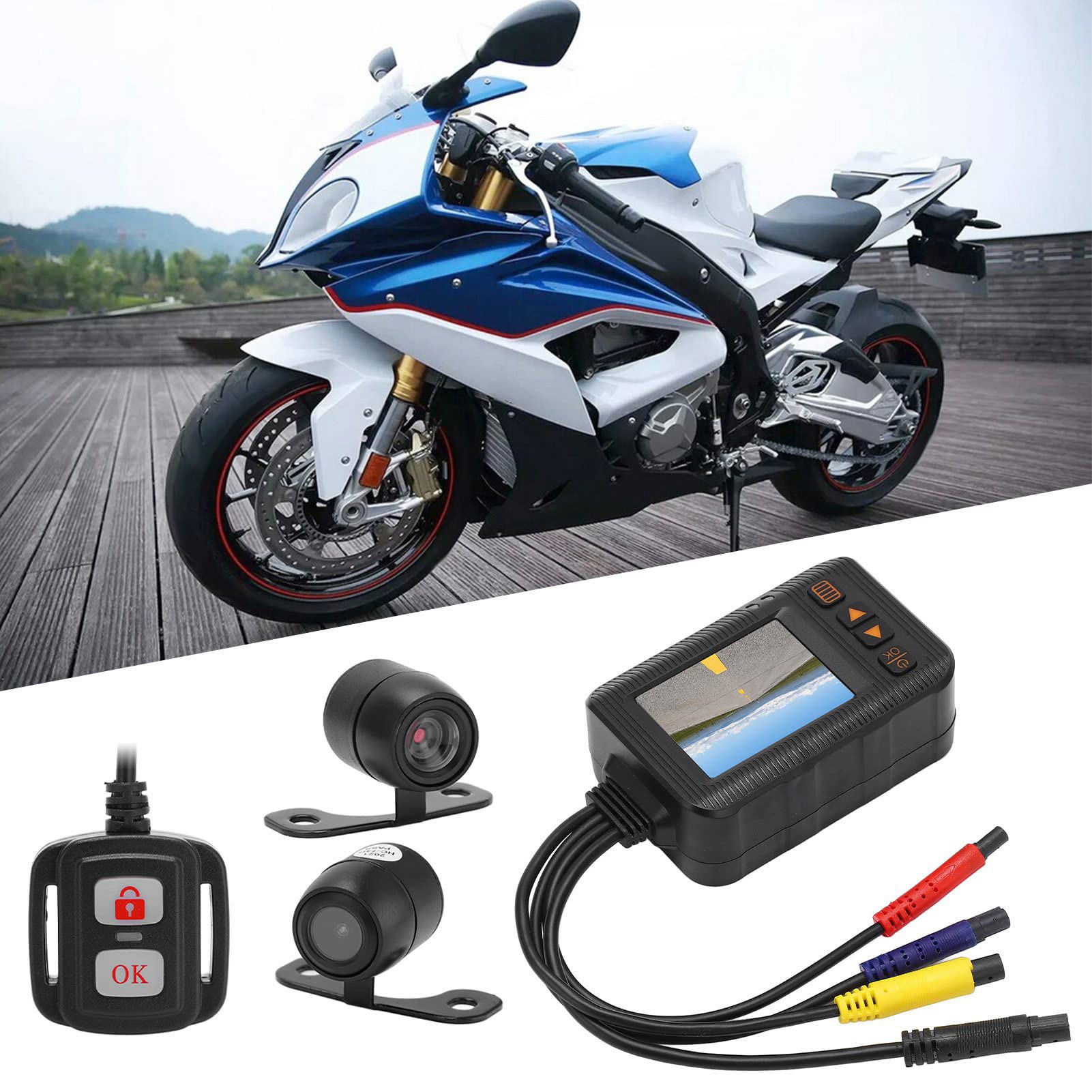 Dash CAM de Motocicleta, Cámara Frontal y Trasera de Conducción Deportiva, Dashcam Impermeable con Lente Gran Angular, DVR de Grabación en Bucle para Motocicleta