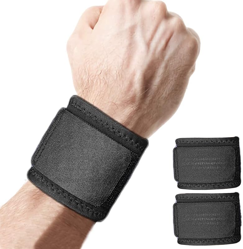 2 Pack Wrist Compression Strap and Support Adjustable Wrist Brace Carpal Tunnel for Men and Women Working out Wrist Pain Sprain Tendonitis (Black)